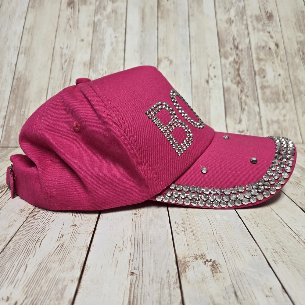 Pink Rhinestone BOSS Hat Bling Studded Baseball Cap Adjustable EUC - Picture 5 of 7
